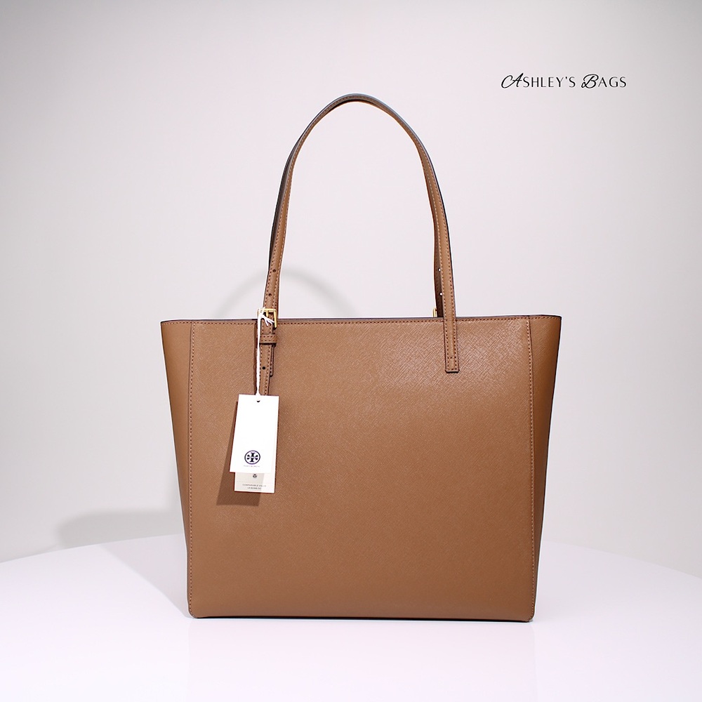 Tory Burch Large Leather Emerson Tote In Moose Brown - Picture 4 of 8